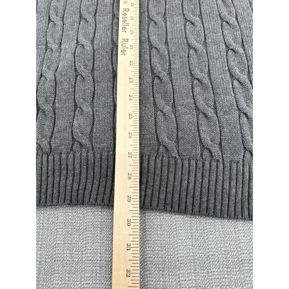 Vintage Old Navy Sweater Mens XL Grey Cable Knit Crew Neck Hong Kong Grandpa - Picture 7 of 8